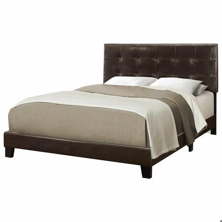 Homeroots 45.75 in. Dark Brown Solid WoodMDF & Foam Queen Size Bed with a Leather Look 333291